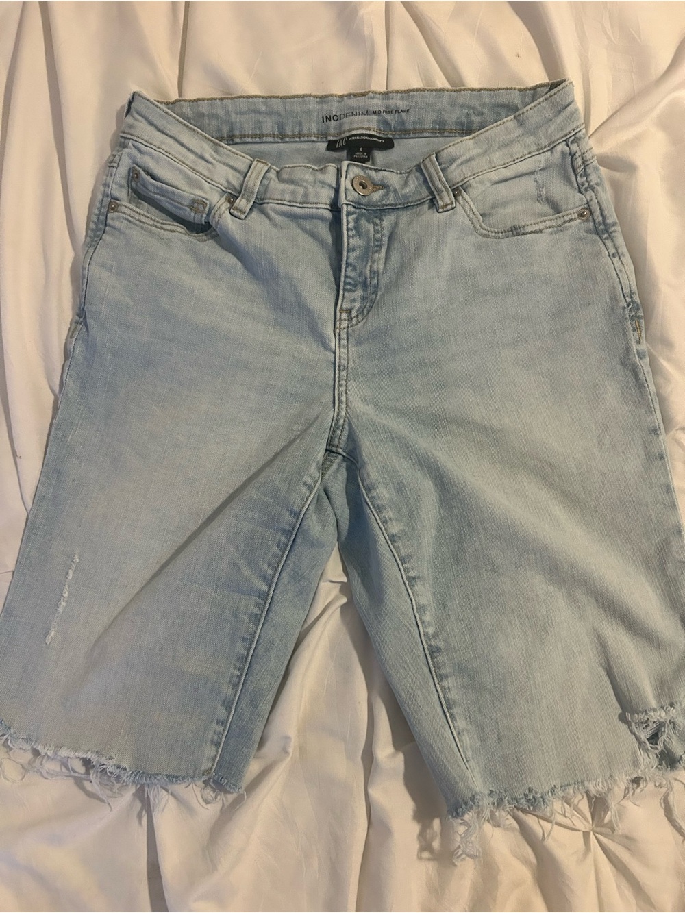 INC International Concepts Light Blue Distressed Jean Shorts